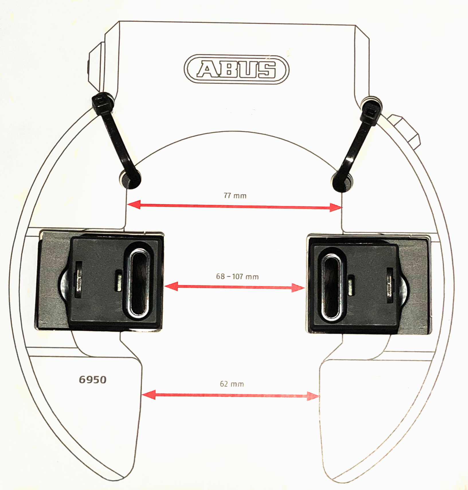 ABUS 6950 NR GRANIT XPLUS Rahmenschloss + Einsteckkette 100 cm + Tasche