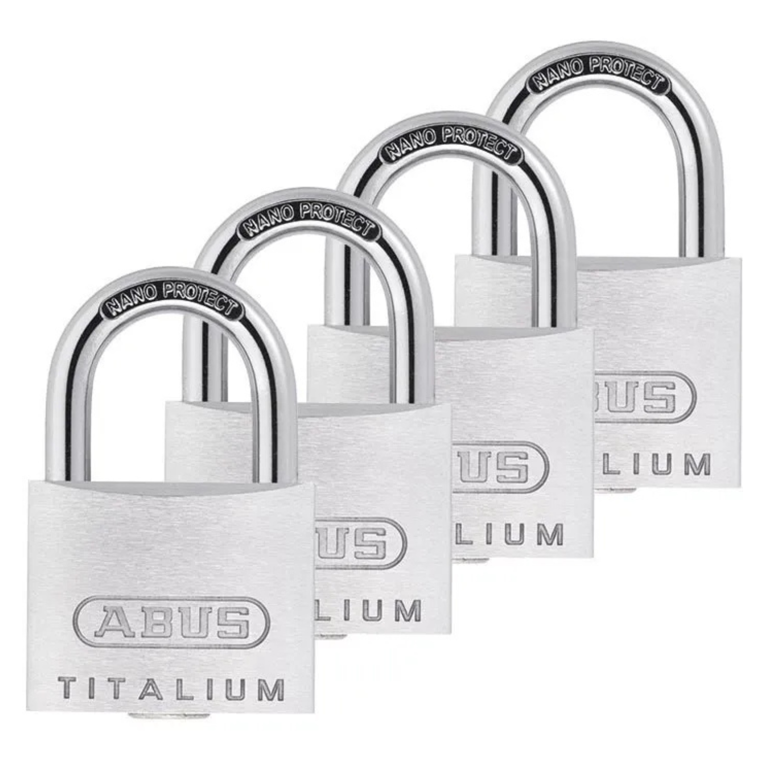 ABUS Titalium Vorhangschloss 64TI/40 4er-Set gleichschließend mit 5 Schlüssel