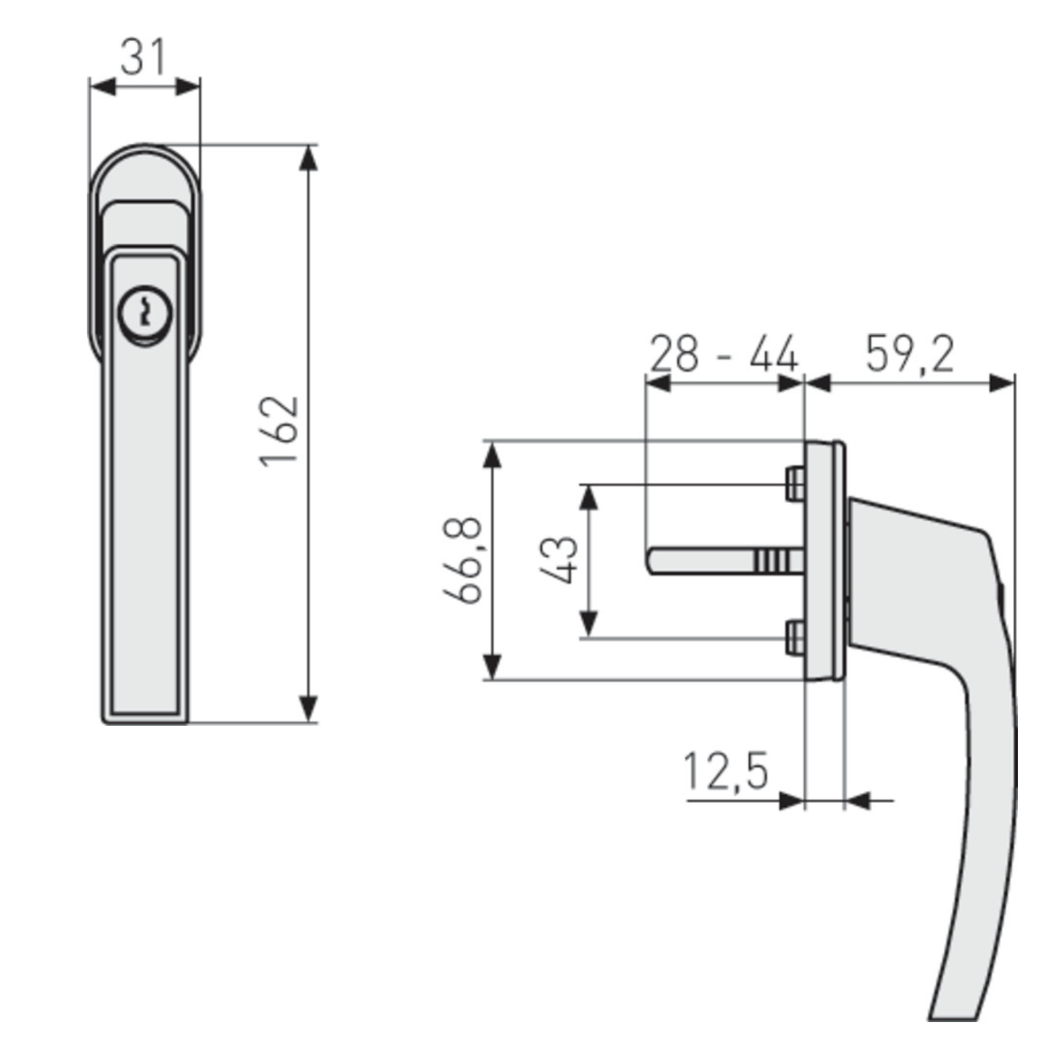 Fenstergriff ABUS FG210 3er Set Fenstergriff Universal Weiß Silber 3 Schlüssel