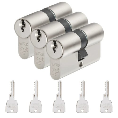 ABUS E200 Türzylinder 3er-Set 30/30,N+G, mit 5 gleichschließenden Schlüssel